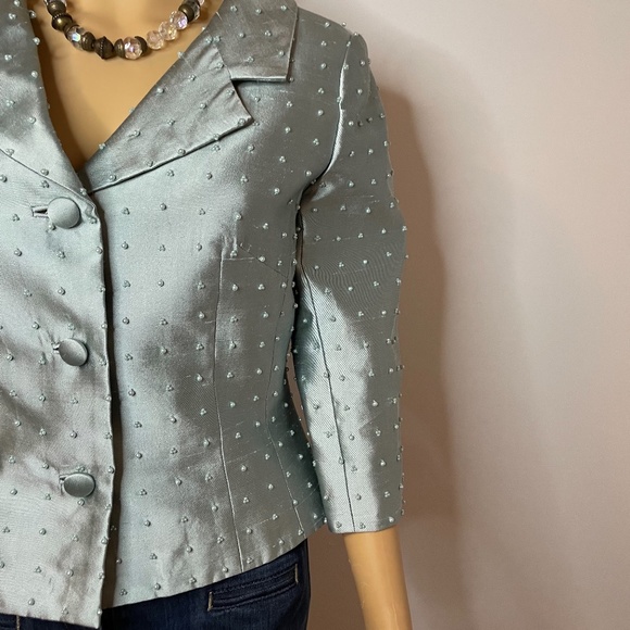 Baby blue 100% silk beaded sixties vintage jacket! - Picture 5 of 11
